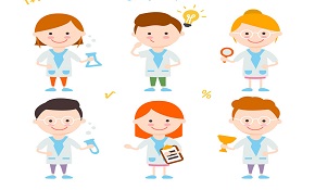 6 cartoon science children vector m